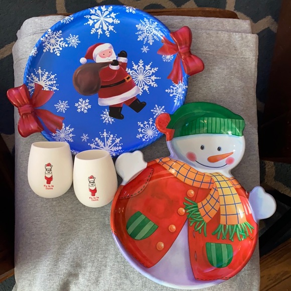 None Other - 🎄Christmas Bundle 🎁 2 Trays and pair of Stemless Wine Cups🎉